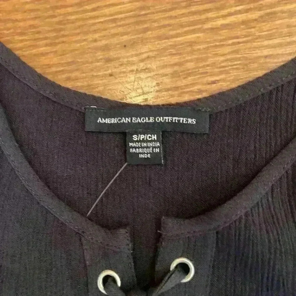 American Eagle Flowy Black Tank Lace Up Spaghetti Straps NWOT Size Small - Picture 5 of 8